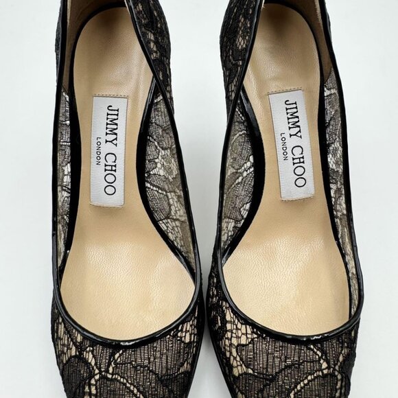 JIMMY CHOO Agnes Pointed-Toe Pumps in Black Lace - Picture 3 of 12